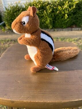 Plush Chipmunk Toy for Small Pets - Brown and White